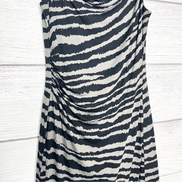 LOFT Black & Gray Zebra Print Sleeveless Cowl Neck Dress Size Medium - Picture 3 of 8